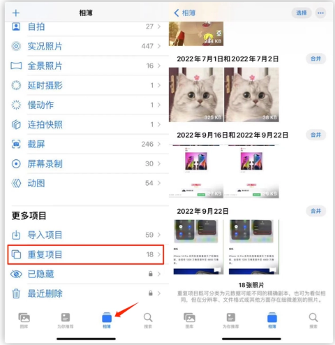 兴宁苹果手机维修分享iOS 16 中相册重复项目功能使用方法 