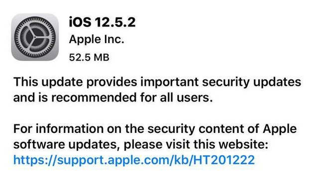 兴宁苹果手机维修分享iOS12.5.2发布，建议所有老苹果用户安装 